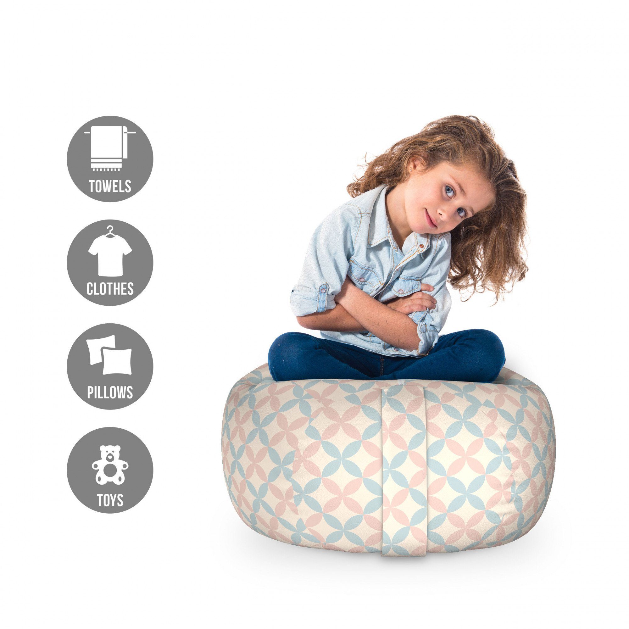 Abakuhaus Spielzeugtruhe Gefüllter Tier Organizer Waschbare Tasche für Kinder, Blumen Pastellfarben-Motive