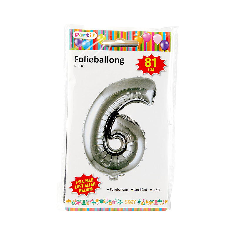 Giform Folieballong m/nummertall 6 1 stk h 81 cm