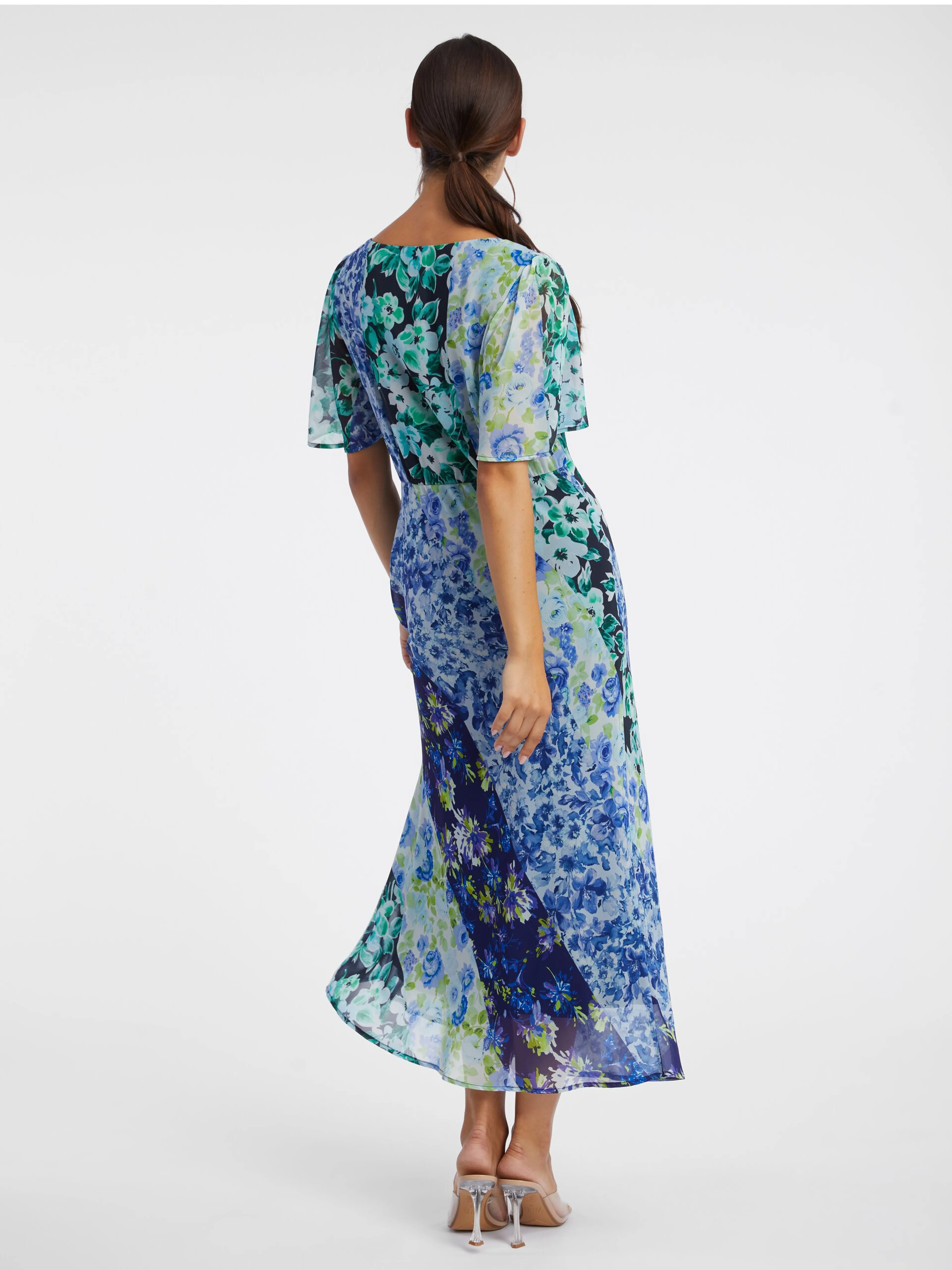 Blaues geblümtes Damen-Midikleid ORSAY