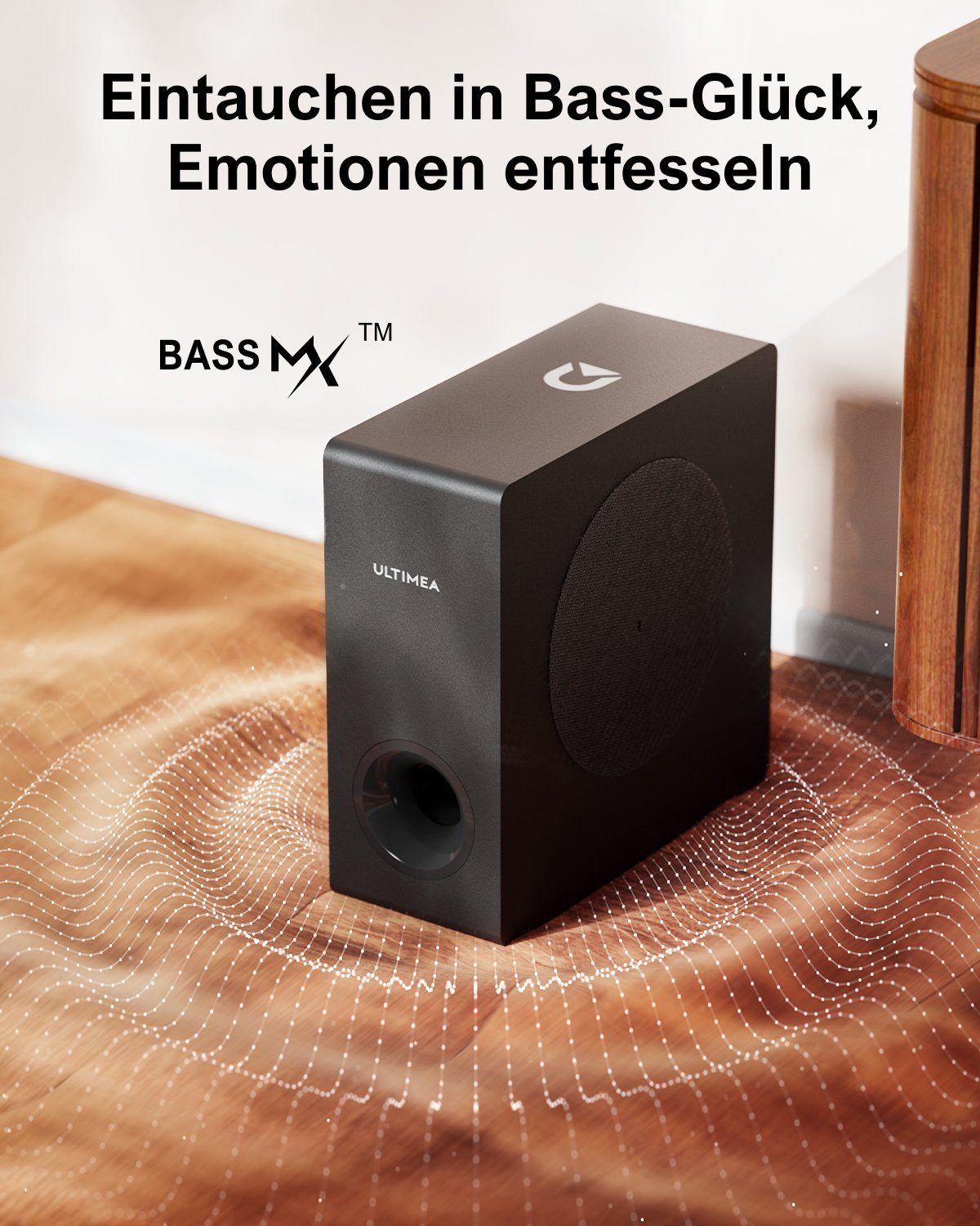 Ultimea Nova S50 2.1 Dolby Atmos Soundbar (190 W, Dolby Atmos, Verbesserter Bass TV Lautsprecher, 3D Surround, HDMI eARC)