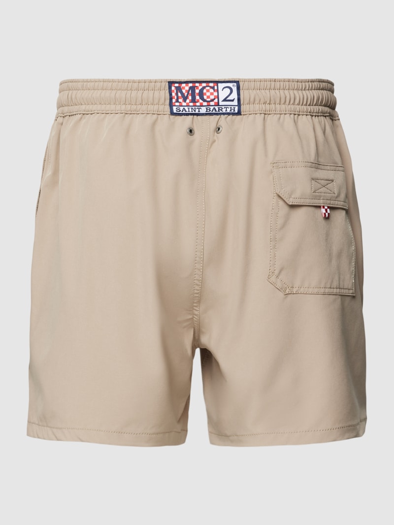 Badehose mit Label-Stitching Modell 'COMFORT' in beige