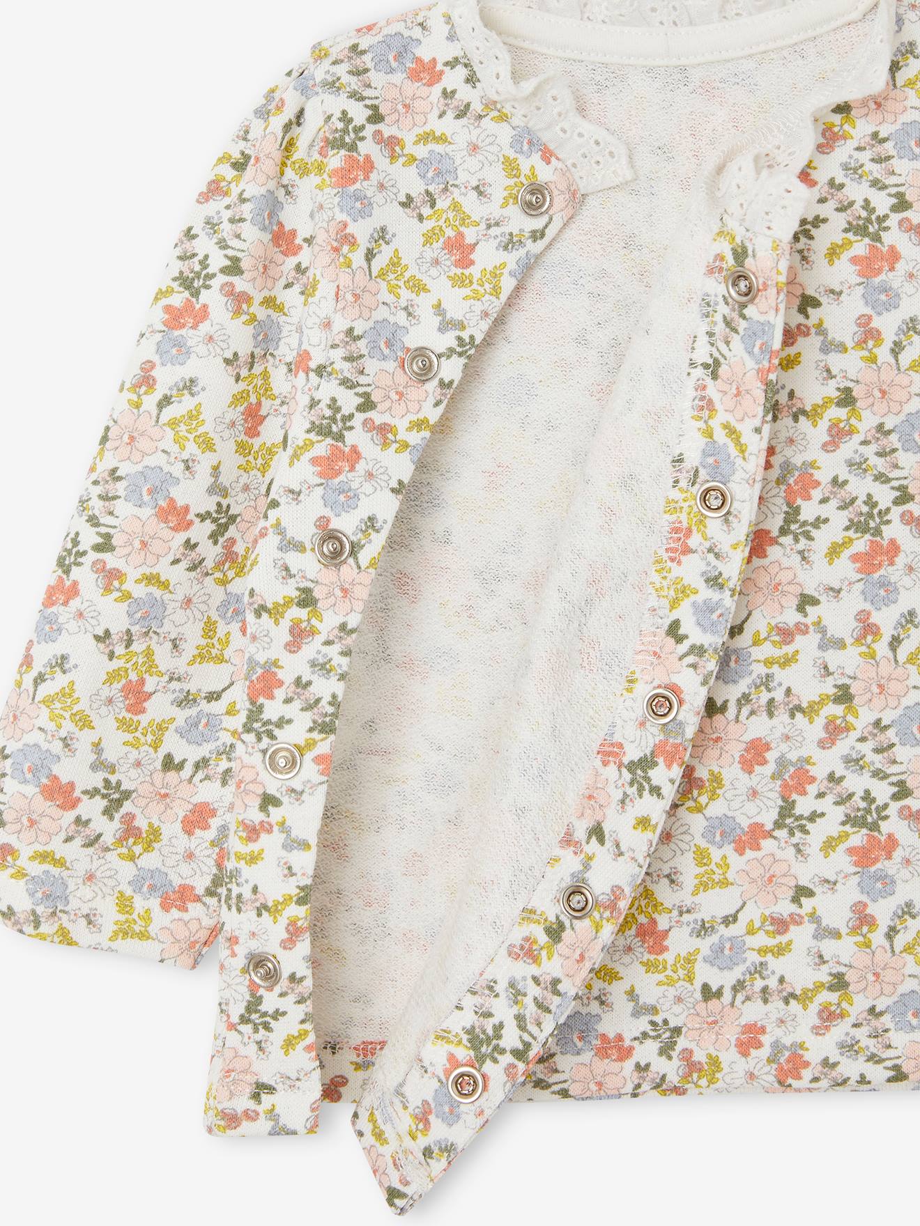 Vertbaudet Mädchen Baby Sweatshirt mit Spitzenkragen - wollweiß
