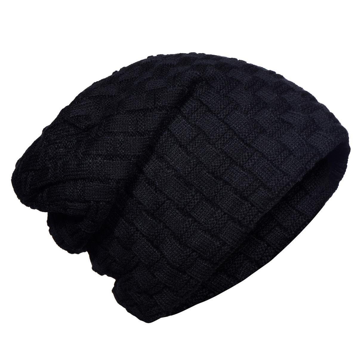 DonDon Beanie Damen Beanie Winter Slouch Style mit Innenfutter (Packung, 1-St) Wintermütze, Beanie mit Flechtmuster und Teddyfleece