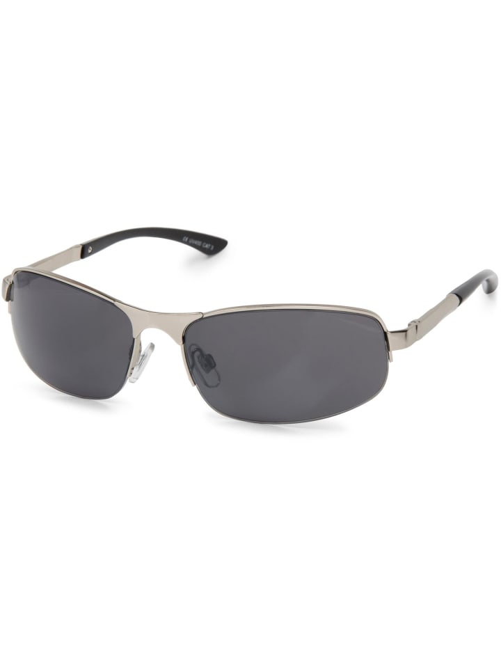 styleBREAKER Rechteckige Halbrand Sonnenbrille in Silber / Grau getönt günstig kaufen onesize