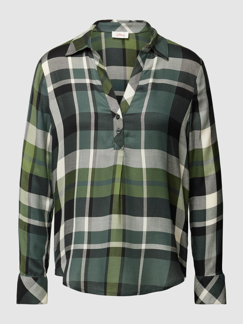 Bluse mit Gitterkaro in khaki