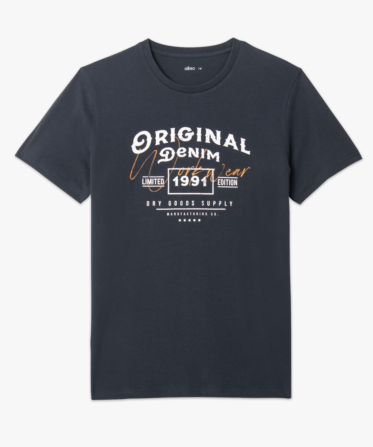 Tee-shirt homme à manches courtes avec imprimé rétro bleu | GEMO