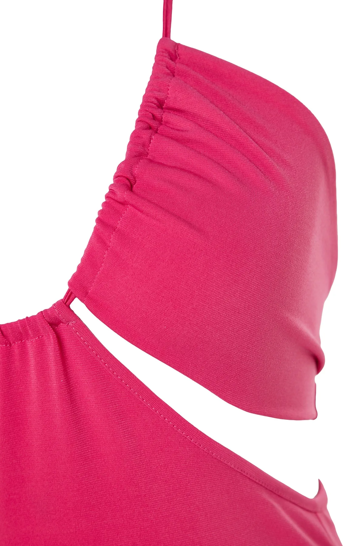 Trendyol Collection  Fuchsia Tailliertes Maxi-Strick-Strandkleid mit Ausschnitten/Fenstern TBESS23EL00122