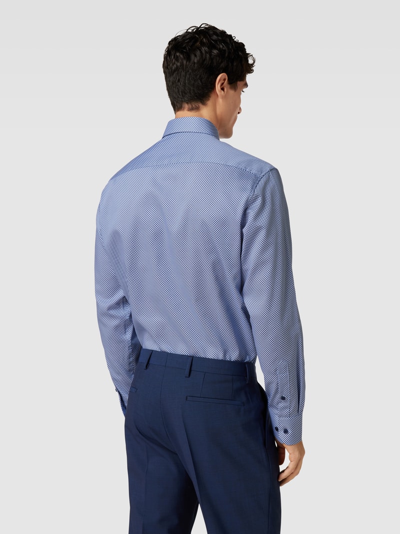 Modern Fit Business-Hemd mit Allover-Muster in bleu