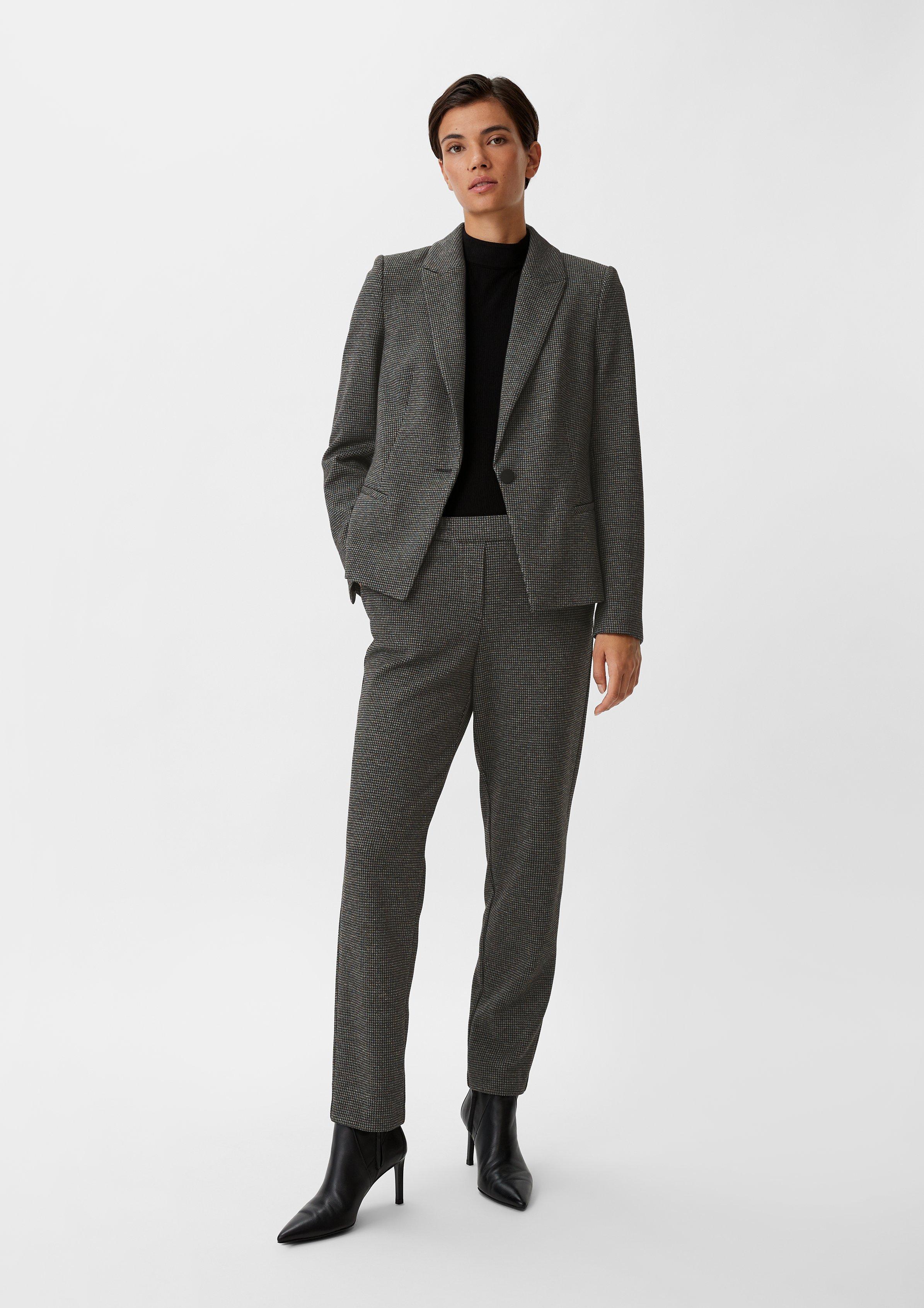 Blazer mit Pepita-Muster - schwarz