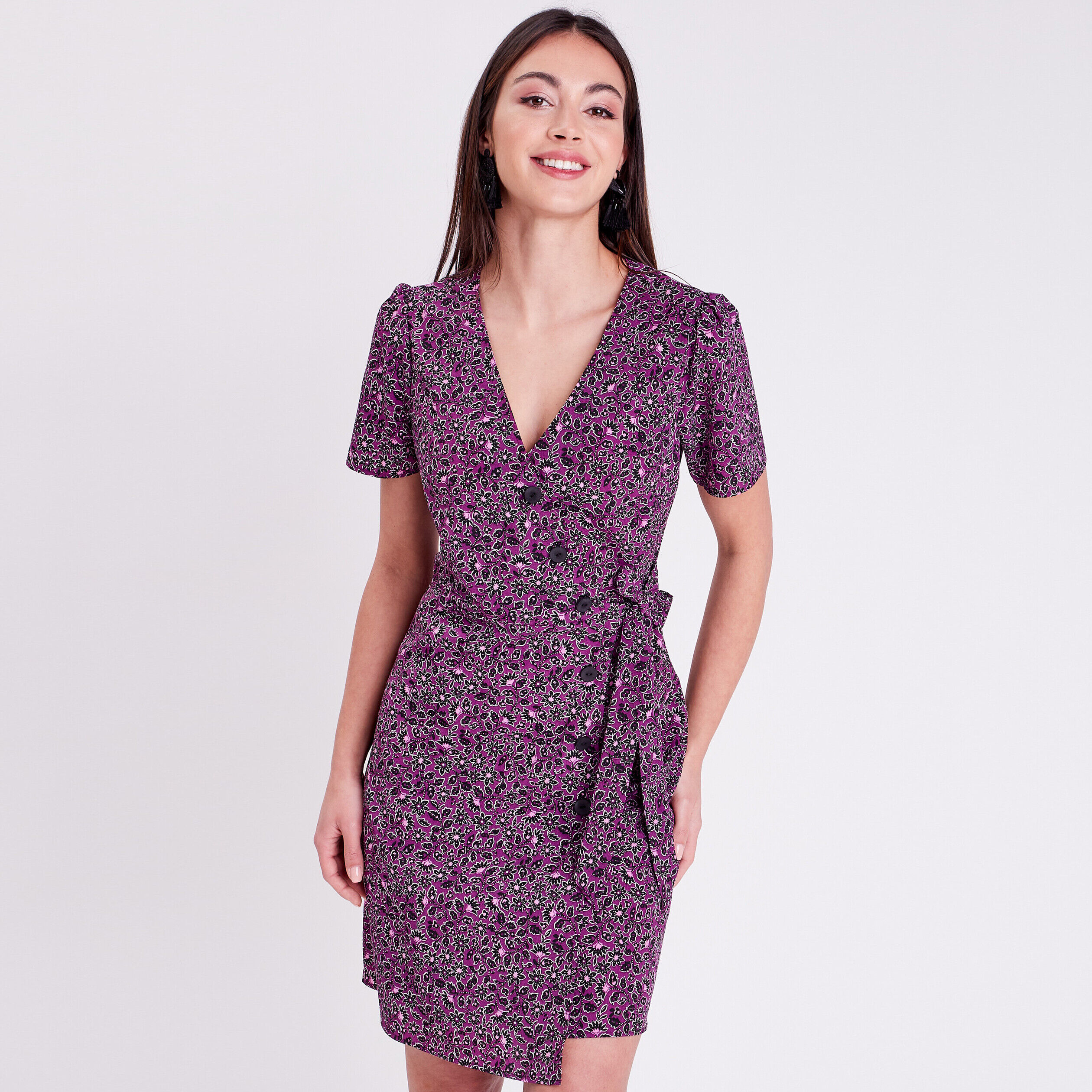 Robe cache-coeur prune femme | Cache Cache