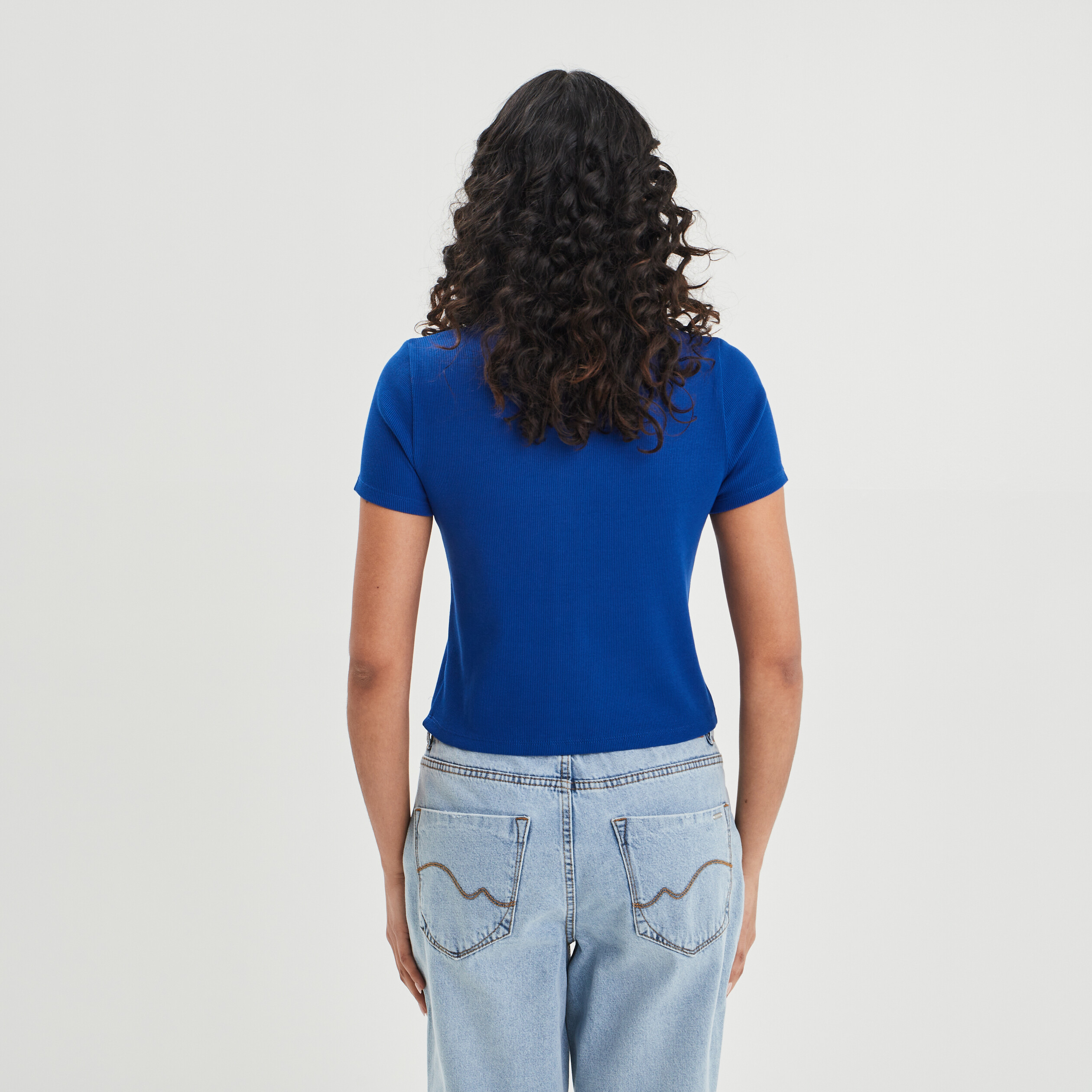 T-shirt col polo avec boutons bleu violet femme | La Halle