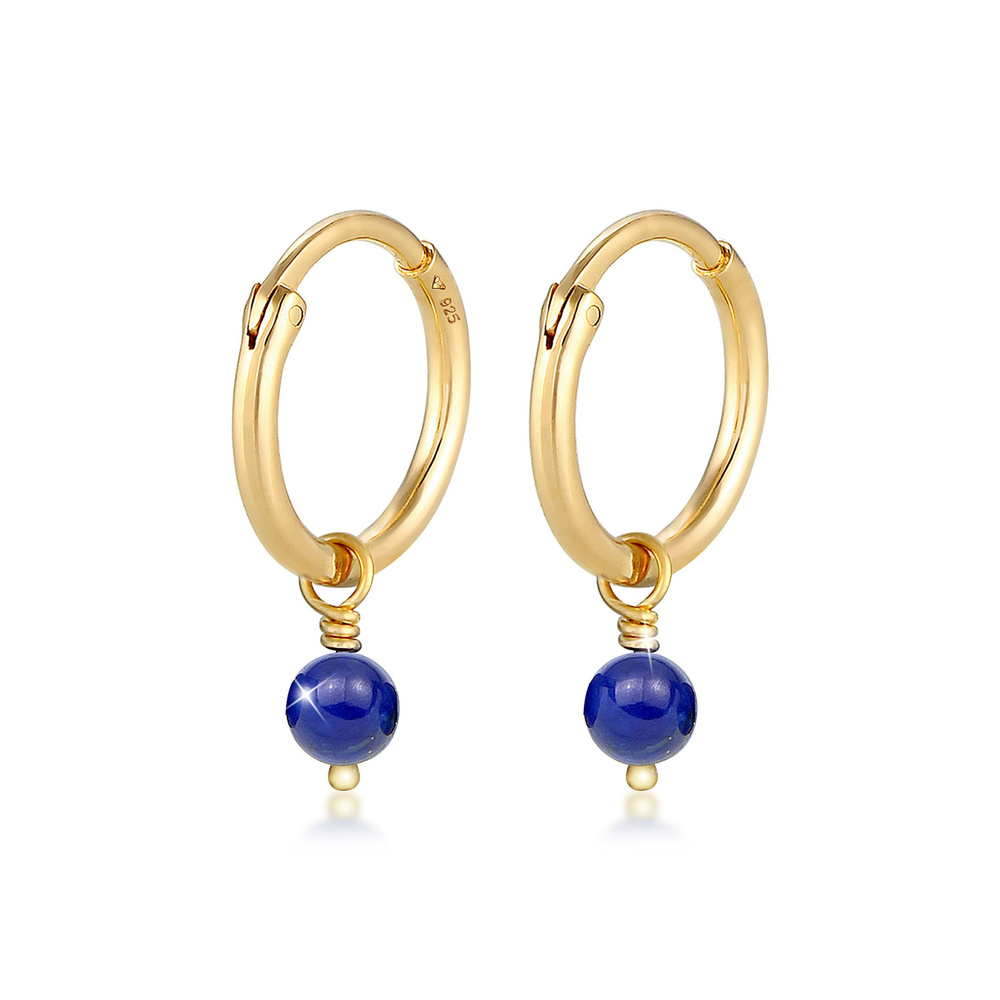 Elli Elli Boucles d'Oreilles Dames Creoles Boule Lapis Lazuli noble tendance en argent Boucles d'oreilles