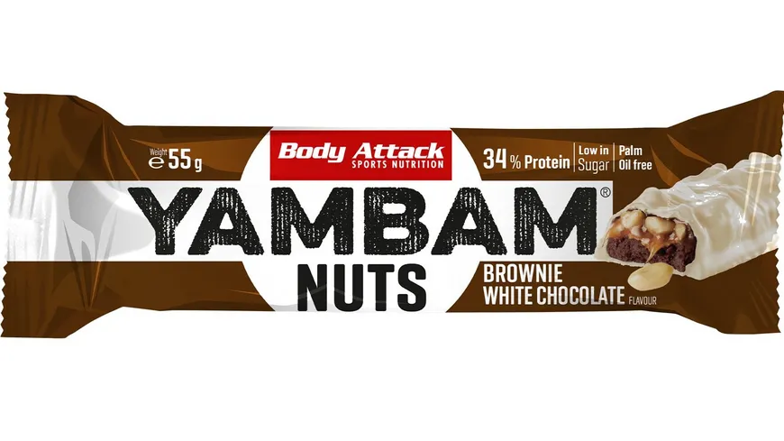 BEST BODY Riegel Yambam Nuts Brownie White Chocolate 55 g