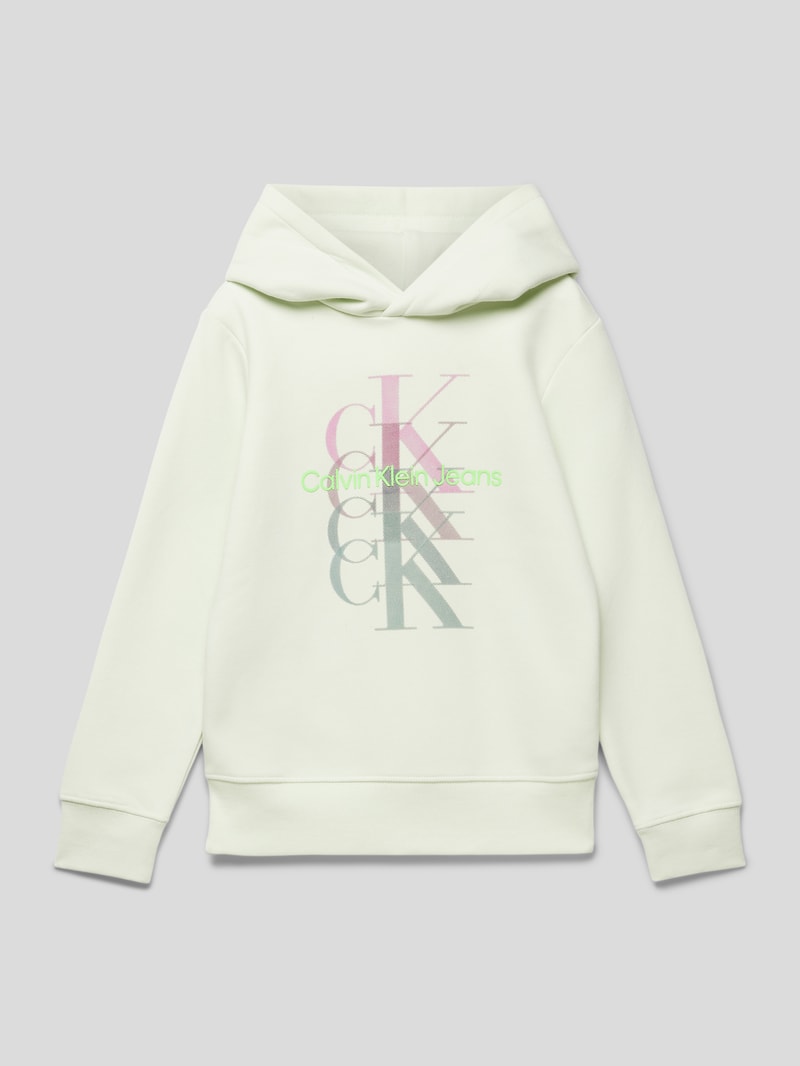 Hoodie mit Label-Print Modell 'REPEAT' in mint