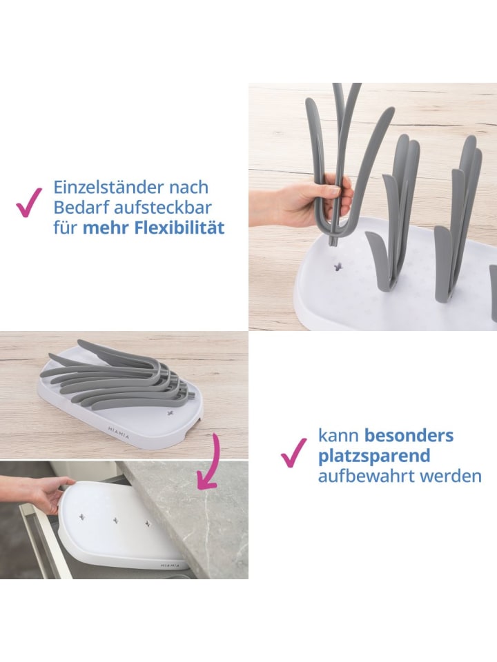 MiaMia 2-tlg. Reinigungsset für Babyflaschen - Abtropfgestell in grau,weiss günstig kaufen onesize