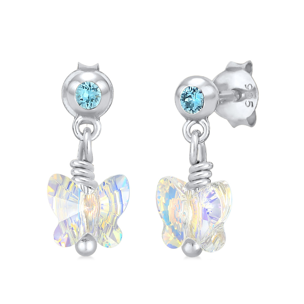 Elli Elli Boucles d'Oreilles Enfants Pendentif d'oreilles Papillon Étincelant avec Cri Boucles d'oreilles