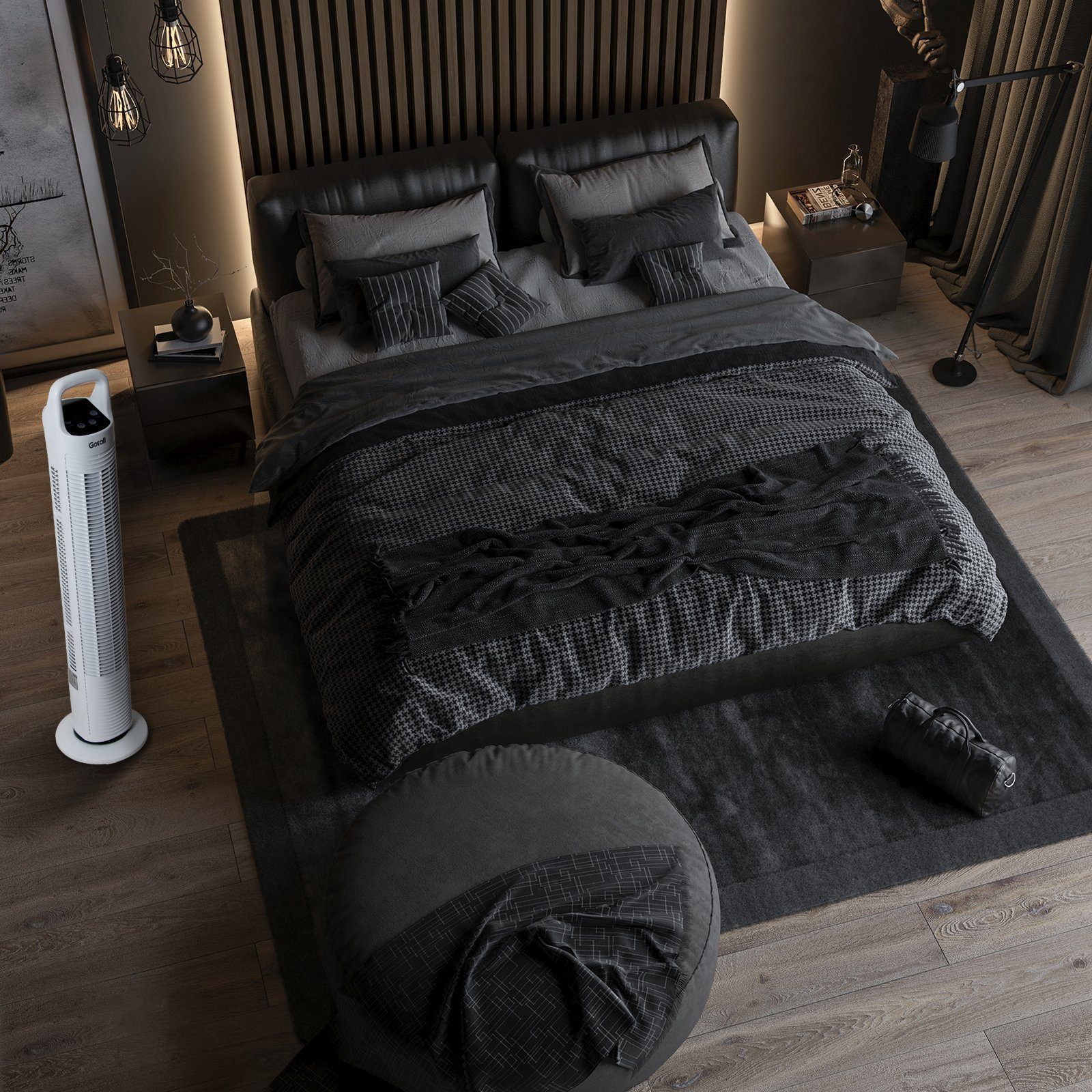 Gotoll Turmventilator GL302R, 81.3cm Säulenventilator mit Fernbedienung 70° Towerventilator Leise