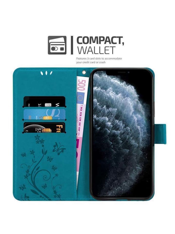 cadorabo Hülle für Apple iPhone 11 PRO MAX Blumen Design in FLORAL BLAU günstig kaufen onesize