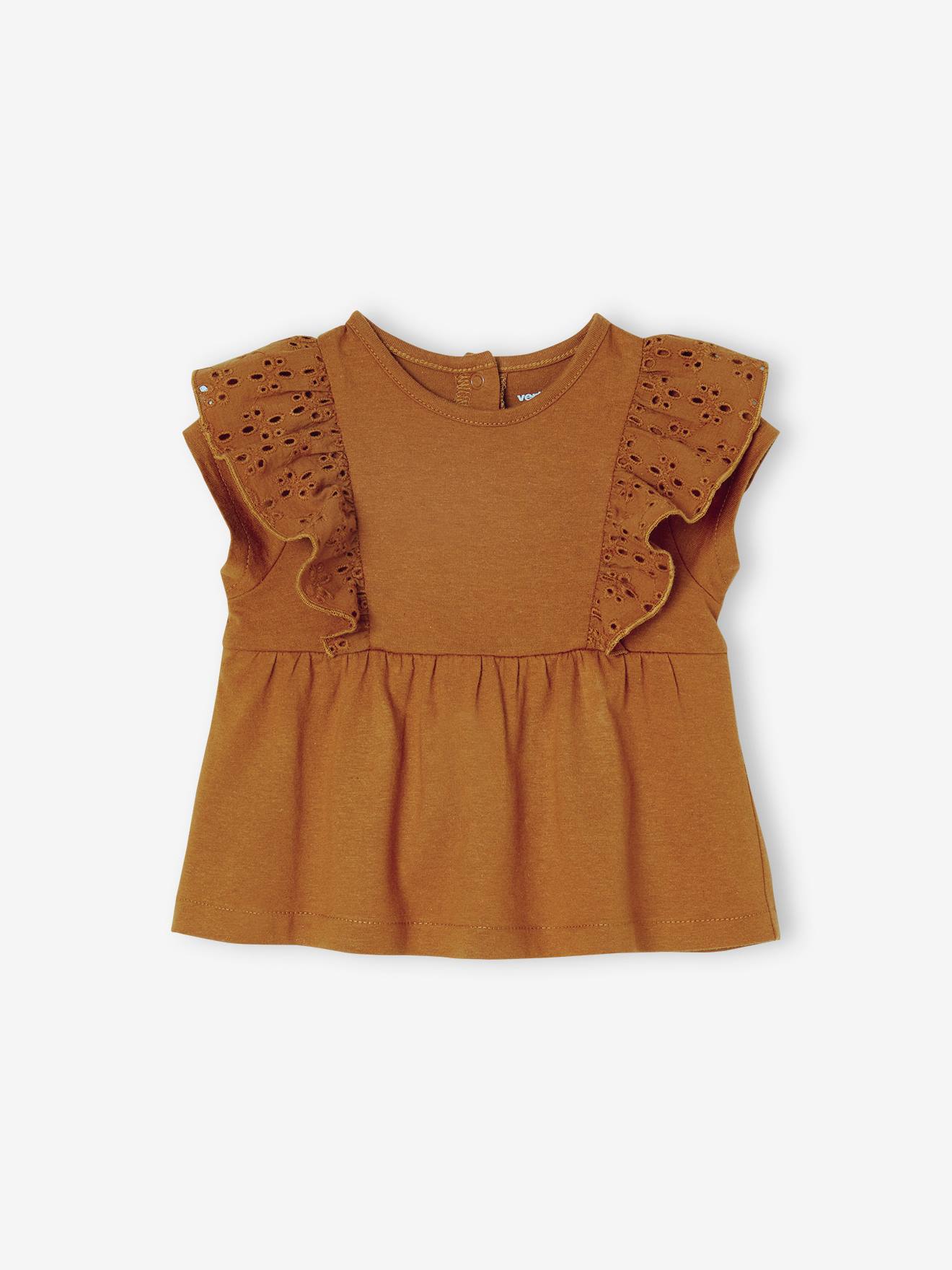 T-shirt bébé volant en broderie anglaise blanc