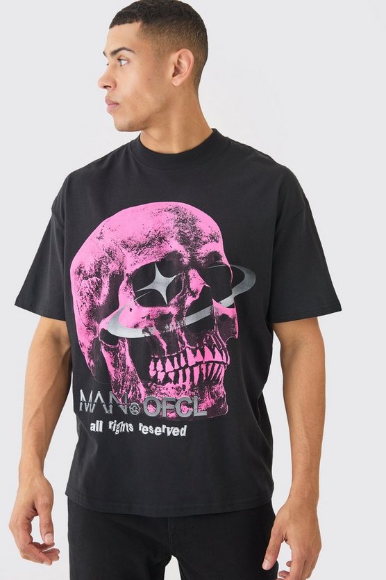 Oversize Official T-Shirt mit Totenkopf-Print