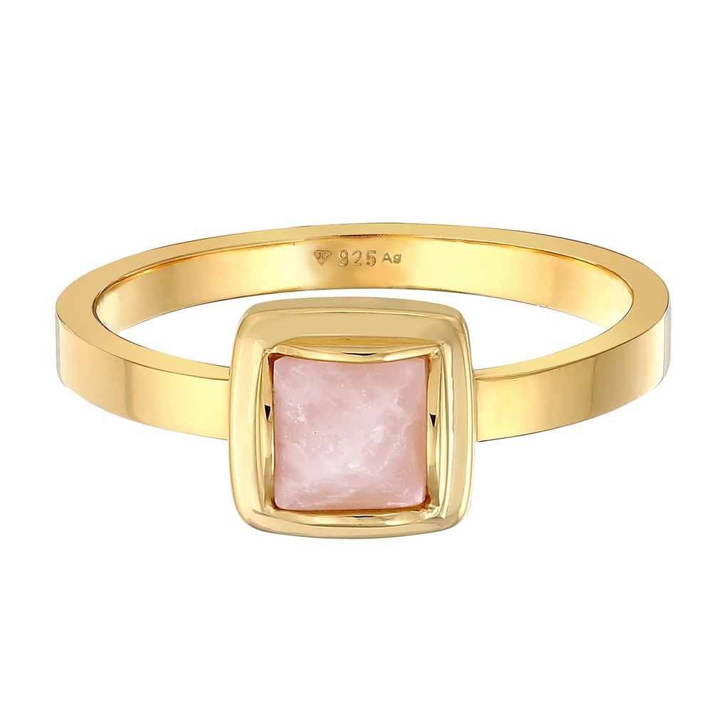 Elli PREMIUM Elli PREMIUM Bague Femme solitaire pyramide avec quartz rose en argent sterling 9 Bague