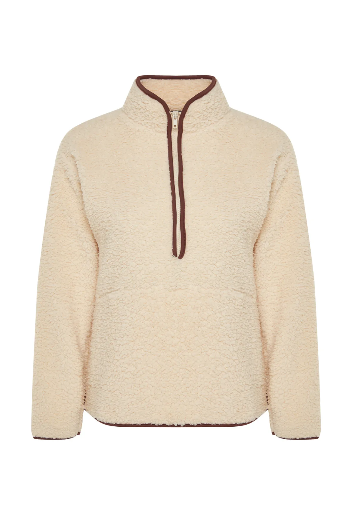 Trendyol Collection  Ecru gestricktes Sport-Sweatshirt aus Plüsch THMAW23SW00021