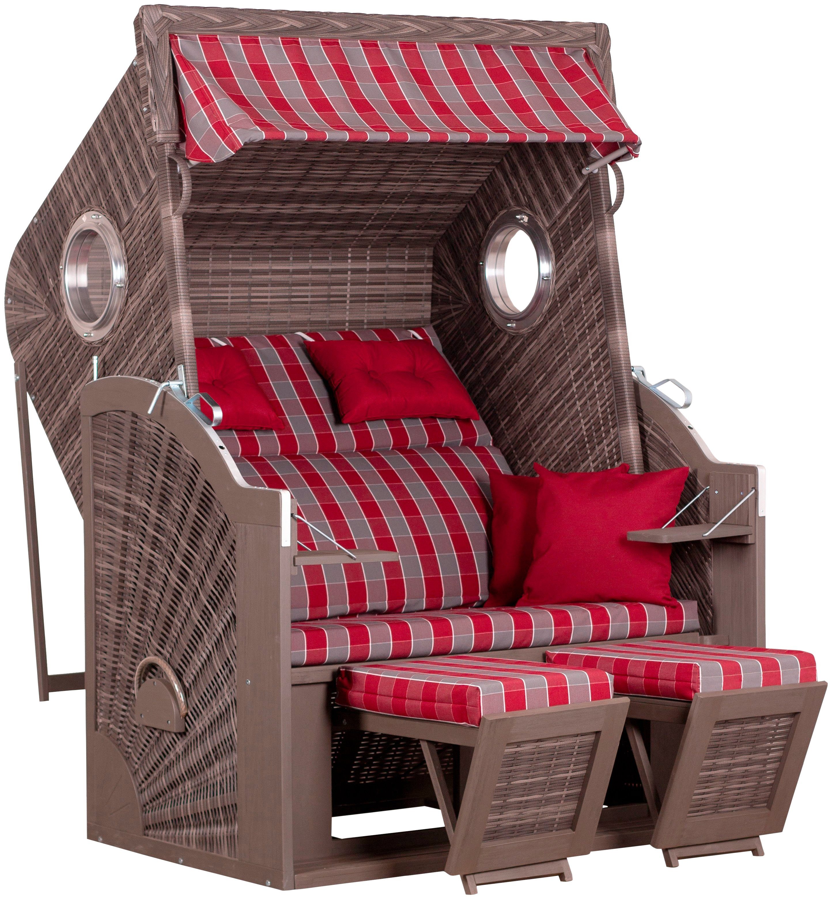 deVries Strandkorb Pure Cliff XL Sun, BxTxH: 130x80x160 cm, Halblieger, Ostsee-Modell