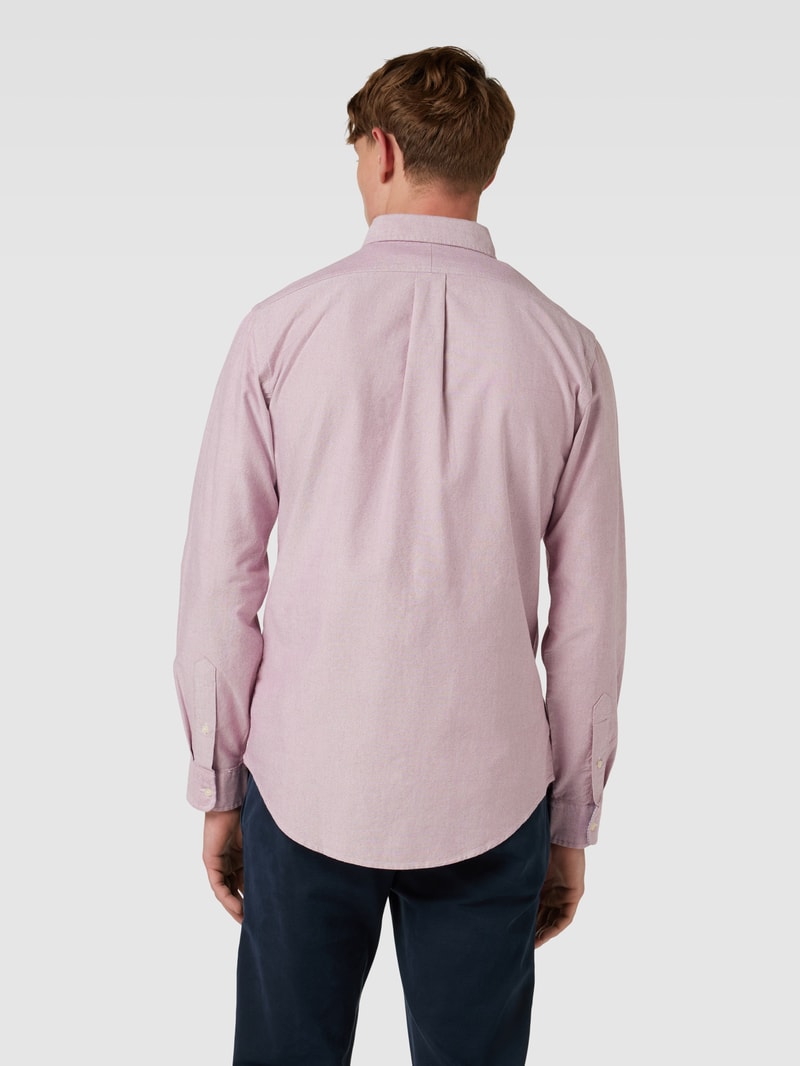 Slim Fit Freizeithemd mit Logo-Stitching in weiß