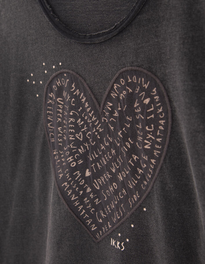 T-shirt gris mix matières avec tulle fille