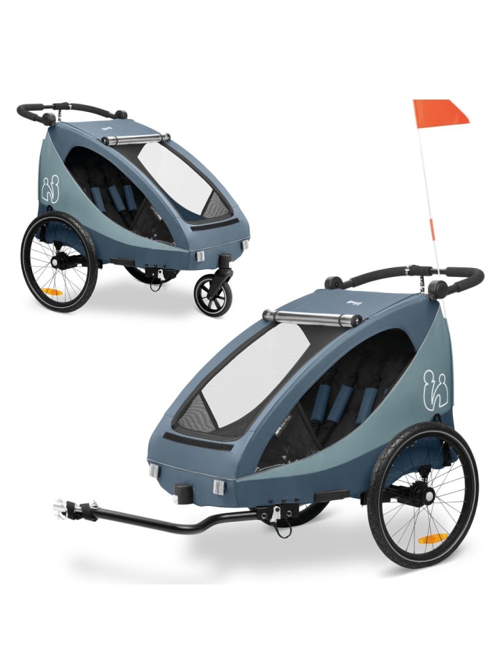 Hauck 2in1 Fahrradanhänger Dryk Duo Plus für 2 Kinder (bis in blau günstig kaufen onesize