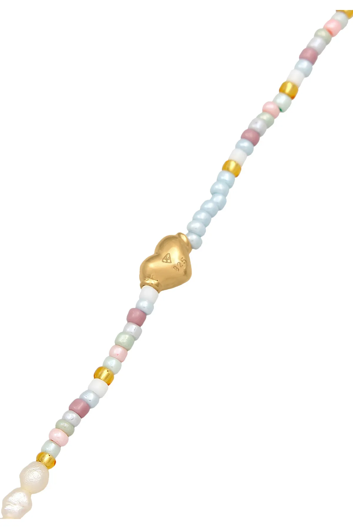 ELLI  Halskette Choker Herz Glasperlen Sommer Style 925 Silber