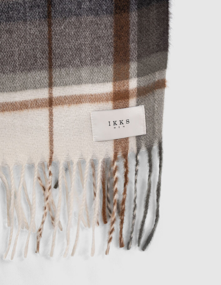 Echarpe nacre, kaki, camel et gris à carreaux Homme
