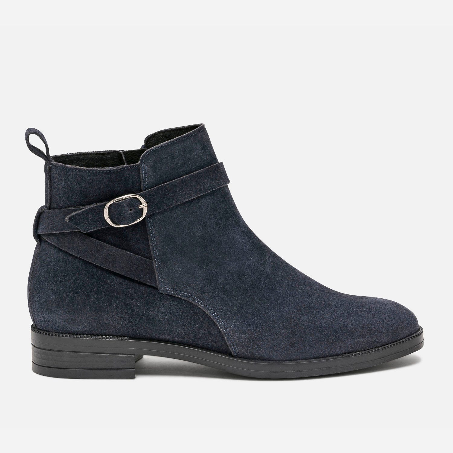 Boots marine en cuir velours