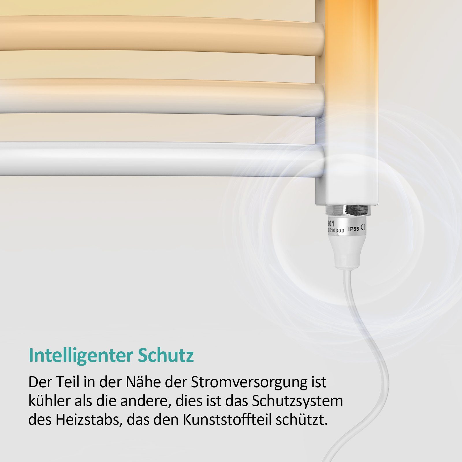 EMKE Heizstab EMKE Heizstab Heizpatrone für Badheizkörper mit Stecker und Schalter