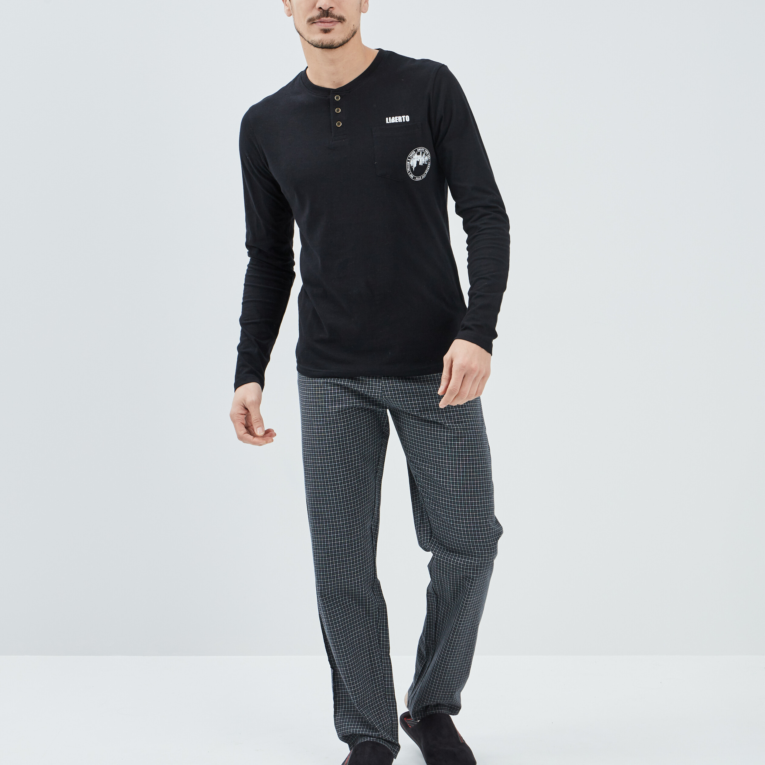 Ensemble pyjama 2 pièces noir homme | La Halle