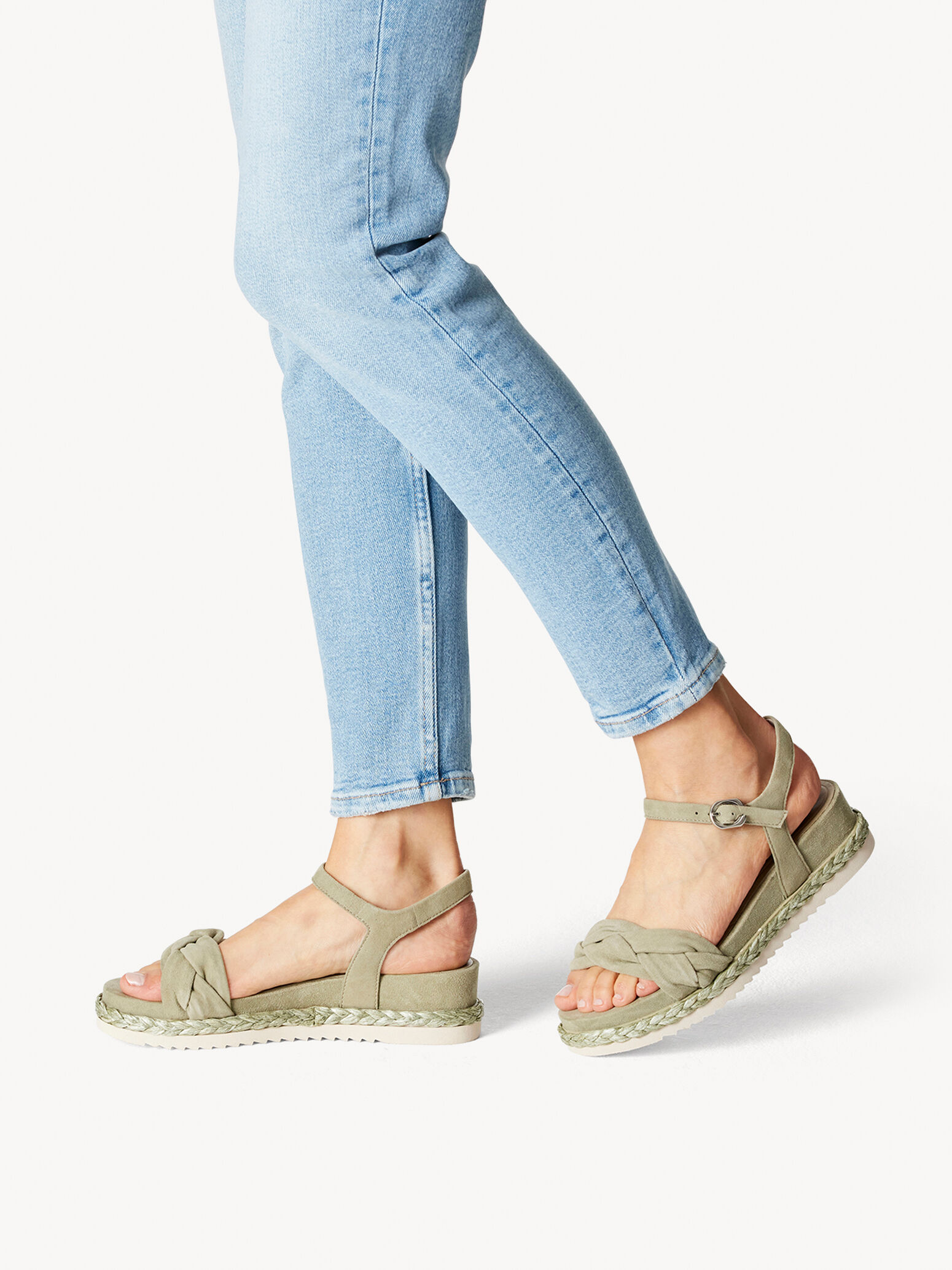 Sandale à talon en cuir - vert