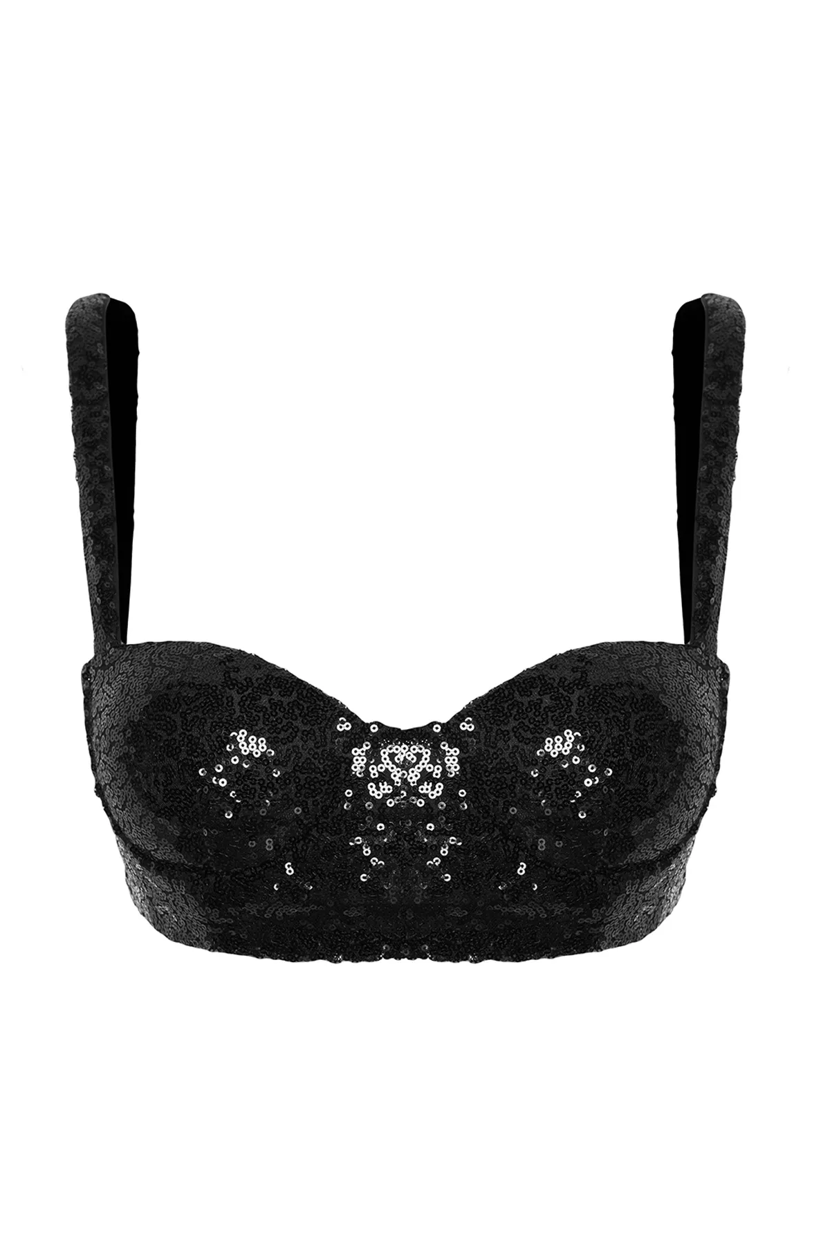 Trendyol Collection  Schwarzes Crop-Bustier mit Pailletten TPRAW24BS00010