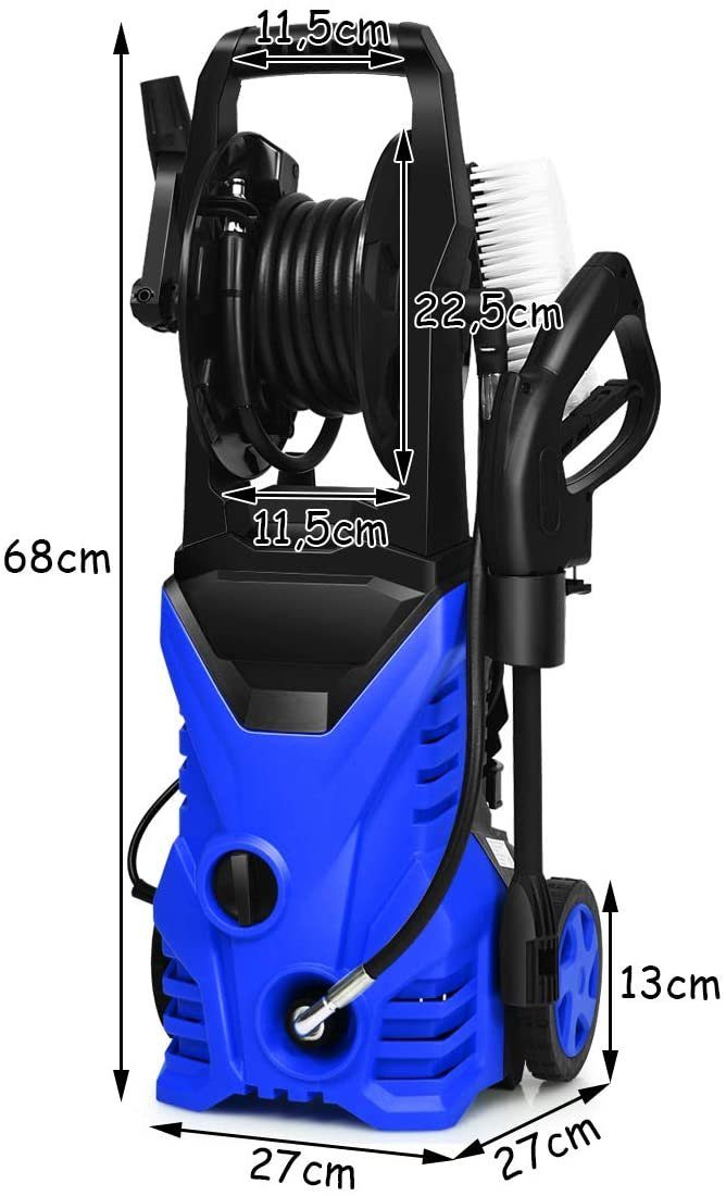 COSTWAY Dampfreiniger Hochdruckreiniger, 140 bar, 5 L/Min, Wassertemperatur 0-40℃, Blau