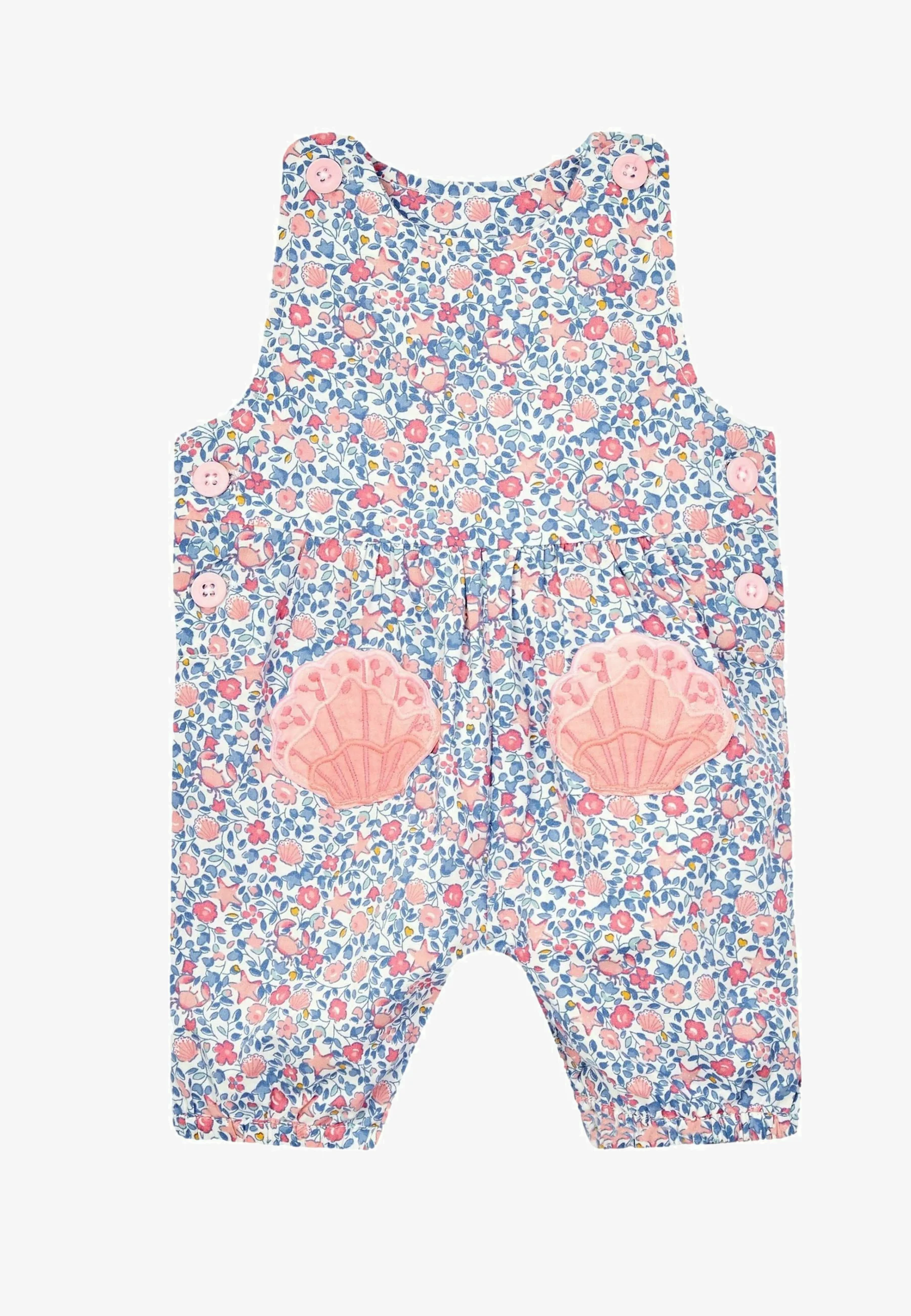 JoJo Maman Bébé STRAWBERRY APPLIQUE POCKET DITSY FLORAL REGULAR FIT - Mono