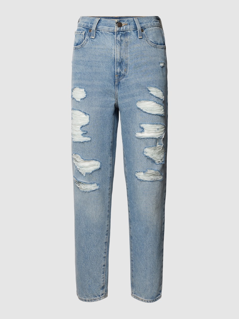 Mom Fit High Waist Jeans im 5-Pocket-Design in hellblau