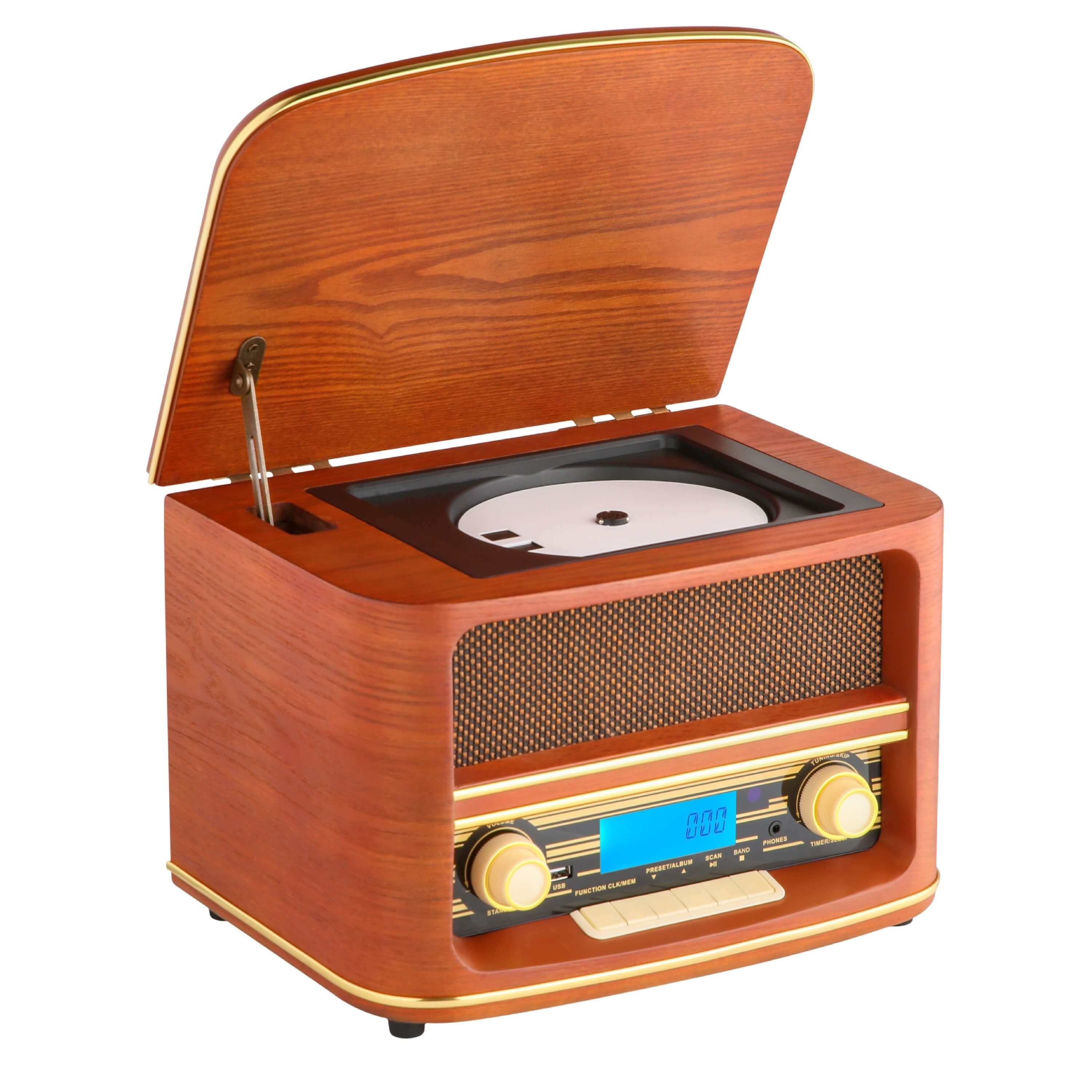 Cyberlux CL-3050 Multifunktionsspieler (Bluetooth, Retrodesign, LCD-Display, Bluetooth)