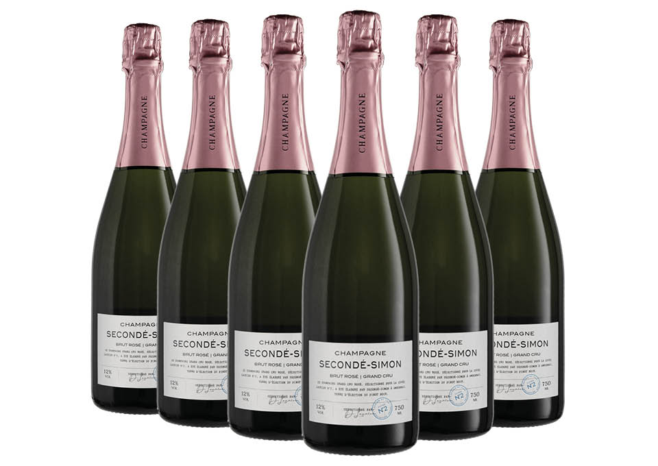 Champagne Grand Cru Ambonnay Brut Rosé AOC Secondé Simon Laurier 6 bouteilles de 0,75 ℓ