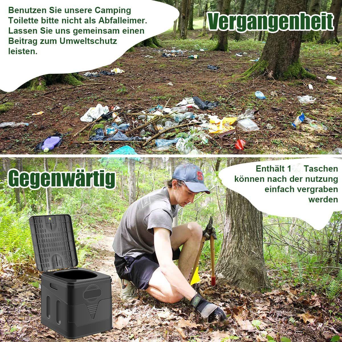XDeer Campingtoilette Campingtoilette Tragbare Toilette Faltbare WC Camping, mit Müllbeutel Toilette für Chemietoilette