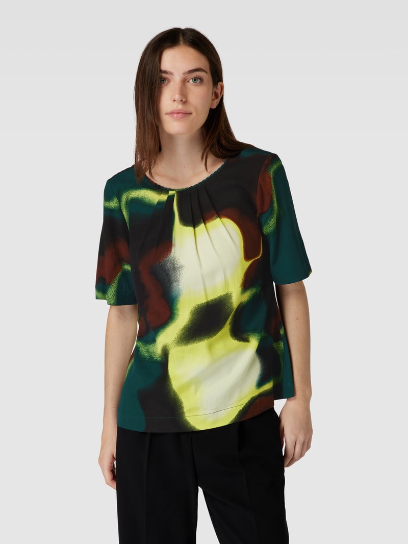 Blusenshirt aus reiner Viskose mit Allover-Muster in bottle