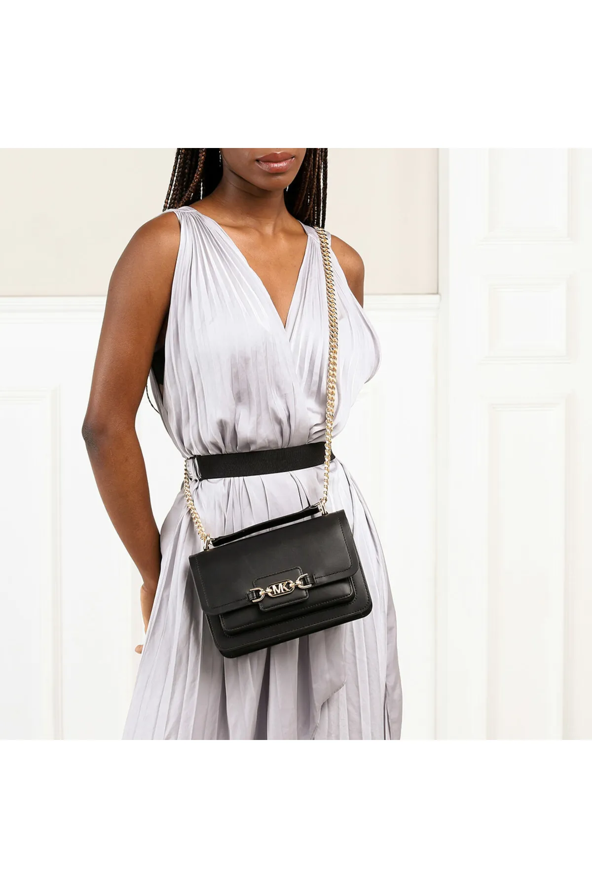 Michael Kors  Michael Kors Heather Schwarze Leder Schultertasche 30S2G7HL3L-001