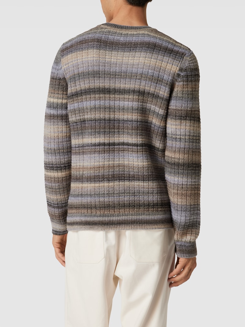 Strickpullover mit Streifenmuster Modell 'RICK' in mittelgrau
