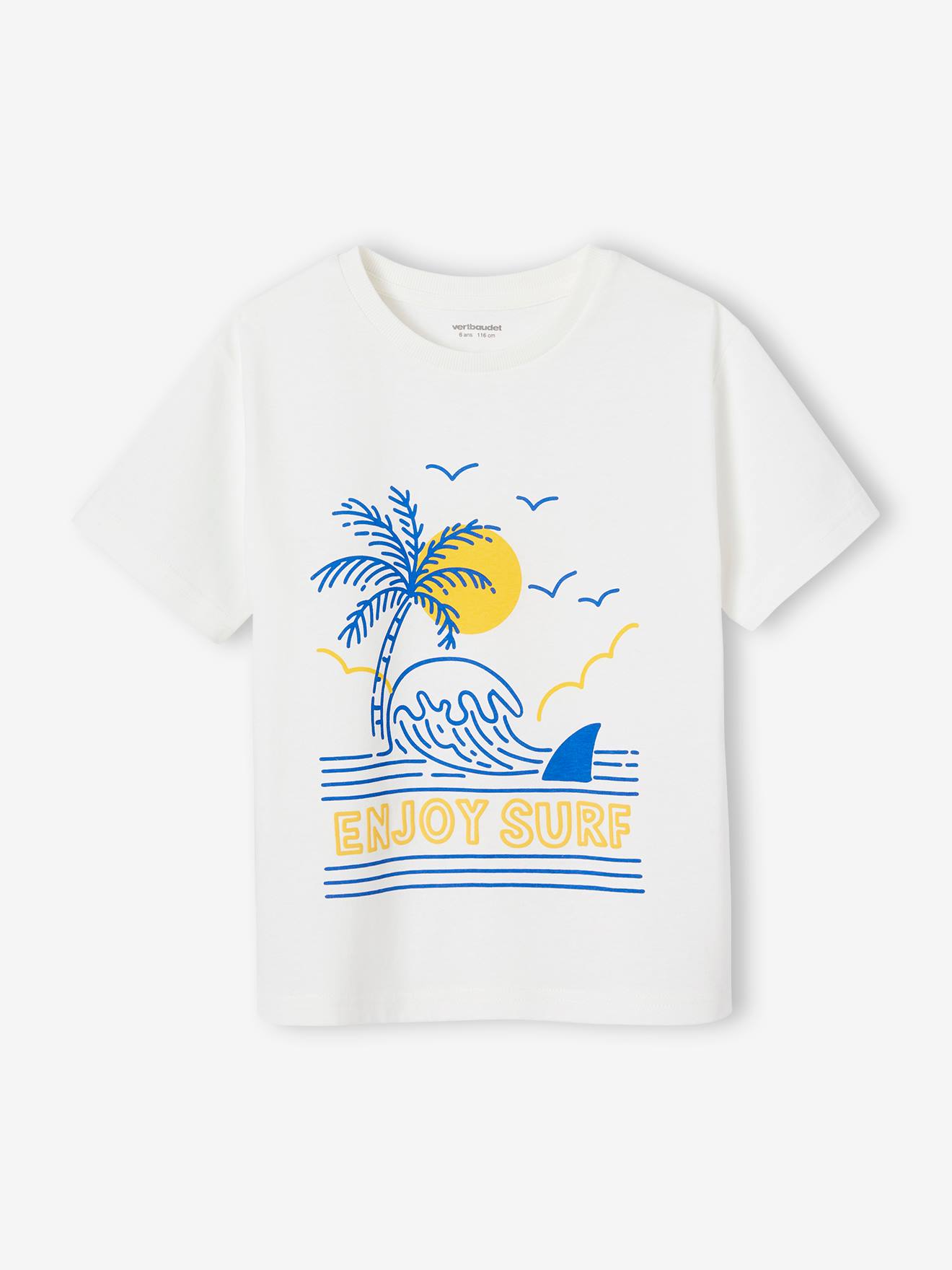 Vertbaudet Jungen T-Shirt, Reliefprint - wollweiß
