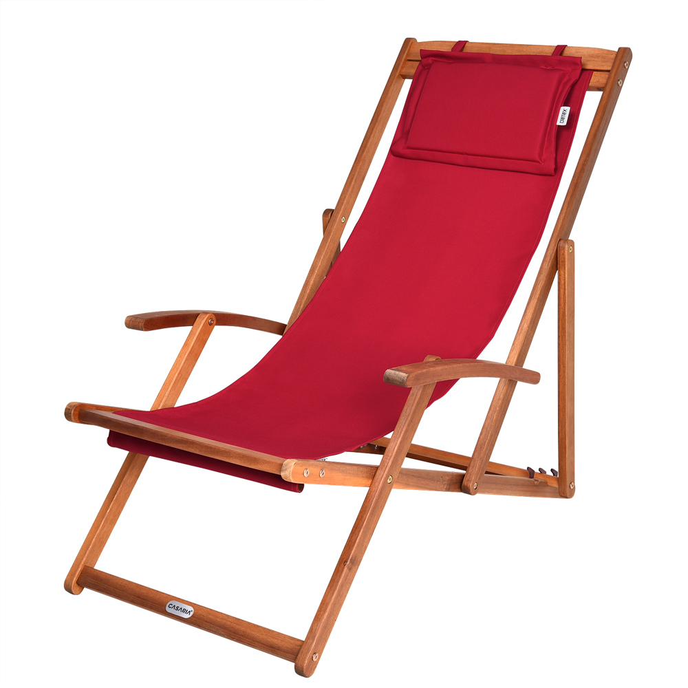 Casaria Sonnenliege Rot Akazienholz