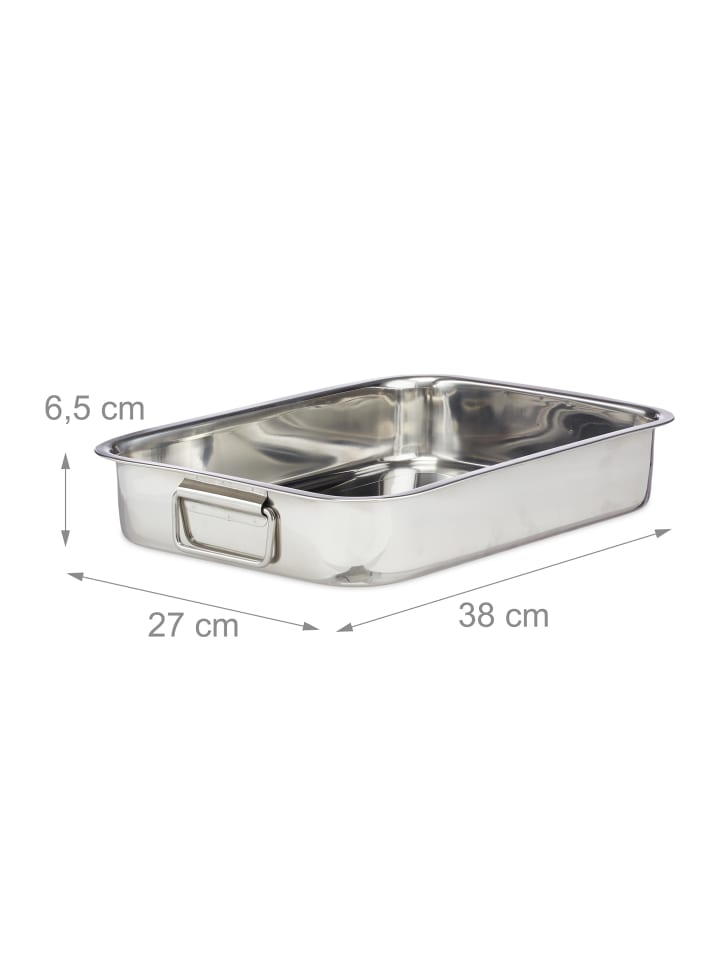 relaxdays Bräter in Silber - (B)38 x (H)6,5 x (T)27 cm günstig kaufen onesize