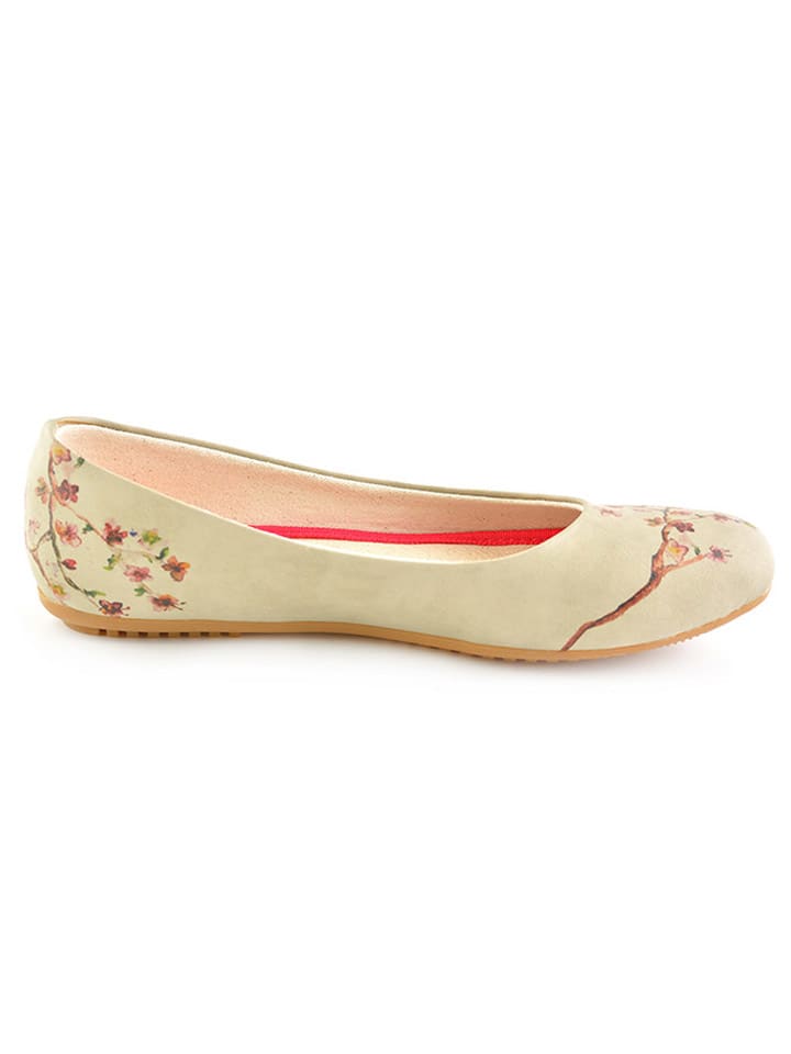 Goby Leder-Ballerinas in Beige/ Rot günstig kaufen